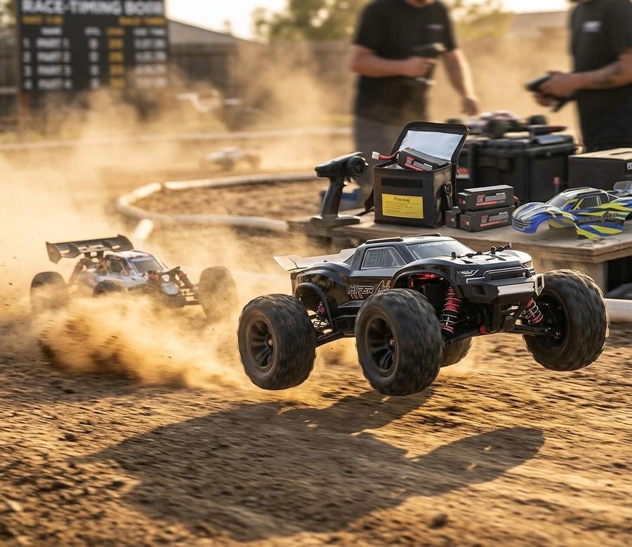 HYPER GO H16BM mid-air off a dirt jump